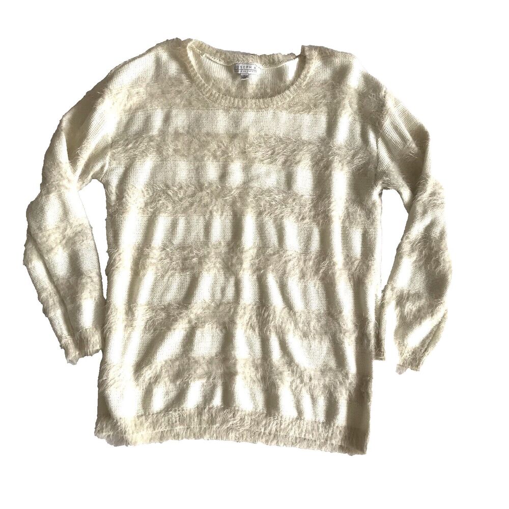 Joseph A. Qu'est 'cequec'est silk? Womens Sz XL Ivory Marshmallow Sweater L/S